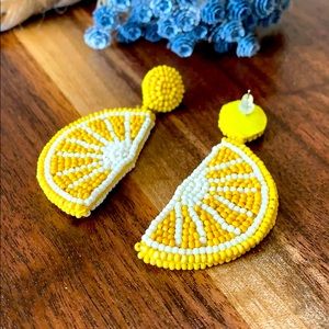 Lemon Beaded Earrings